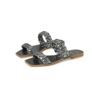 NWT Dolce Vita Indy Graphite Metallic Stella Silver Sandal Flat. Size 9.5.